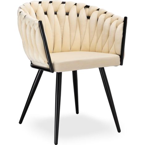 Silla ASTON VELVET de terciopelo tejido beige