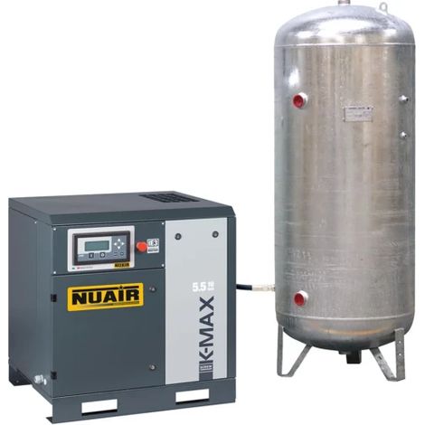 Nu Air – Compresseur d'air à vis 7,5 CV – Cuve galvanisée 500 L – Débit 42 m³/h – Pression 10 bar – Moteur silencieux 62 dB(A) - CV 500 L (1/3)
