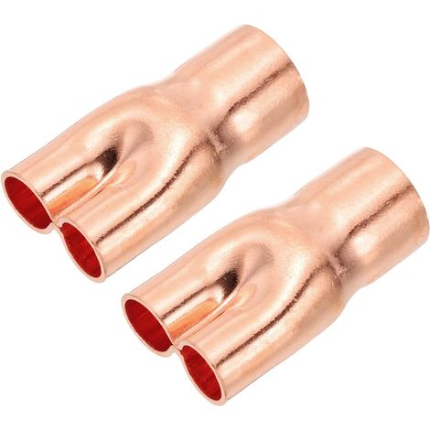 Raccord En Cuivre En Y 5/8" x 3/8" x 3/8" ID, 2 Pièces Joint De Soudure Union D'Intersection Pour HVAC, Système De Réfrigération De Climatisation (1/5)