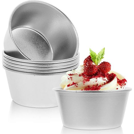 Lot de 6 moules à pudding ronds antiadhésifs résistants à la chaleur (argentés) (1/4)