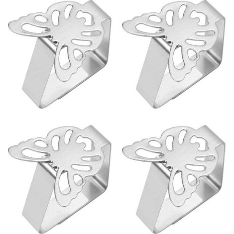 Soporte de acero inoxidable，4 piezas，Pinzas para manteles gruesos，Clips antideslizantes para mesas gruesas，Clips para mesas para exteriores