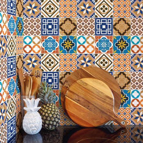Stickers muraux - Sticker Mural Carrelage adhésif Cuisine Salle de Bain - 9 STICKERS CARRELAGES THILINA - 9stickers10x10cm (1/5)