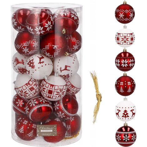 PALLINE DI NATALE PER ALBERO 30 pezzi SET 7 cm MODELLI infrangibili PREMIUM (1/5)