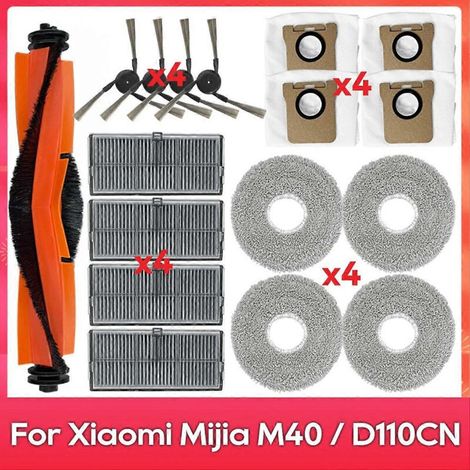 Pièces de rechange pour Xiaomi Mijia Omni M40 / D110CN : brosse principale, filtre HEPA, chiffon de nettoyage et sac à poussière. (1/5)