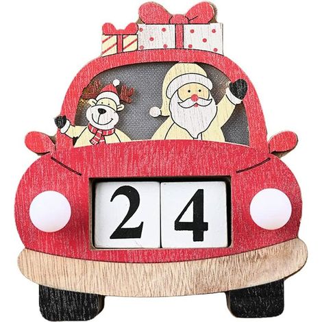 Calendrier de l’Avent en bois avec éclairage LED, compte à rebours de Noël – DELKEVIC (1/5)