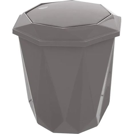 Pattumiera bagno grigio con coperchio basculante e capacità 5,5 lt (1/3)