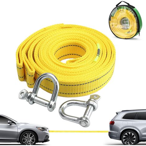 Sangle de remorquage haute résistance avec deux crochets de sécurité en D pour treuil, capacité de 5 tonnes et longueur de 5 m,OUYLAF