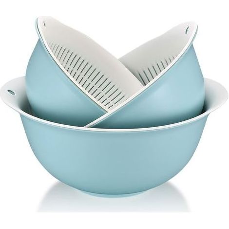 Passoire de Cuisine Plastique, 3 Pièces 2 en 1 Panier de Vidange, Passoire Panier pour égoutter Légumes Fruits Légumes Laver (1/5)