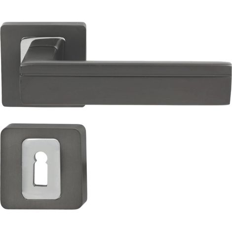 DOMINO Poignée de porte TIK QR M6 ANTRYCYT BB Poignée avec rosace BB pour clé Chrome brillant/anthracite (1/5)