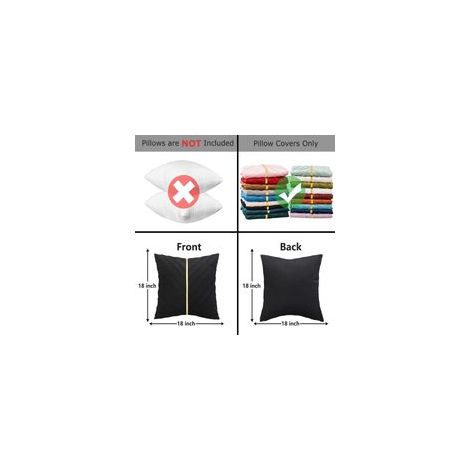Couvertures d'oreillers en velours noir 18 x18 pouces Pack de 2 avec d'oreiller décorative en cuir d'or Couverture d'oreiller moderne de luxe (1/4)