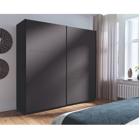 Armoire dressing grise avec portes coulissantes 150cm KAS (1/5)