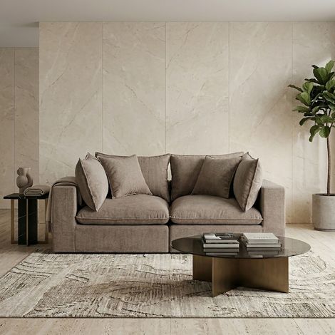 Canapé modulable 210x105x85 cm en tissu texturé taupe - MODUSOF (1/5)