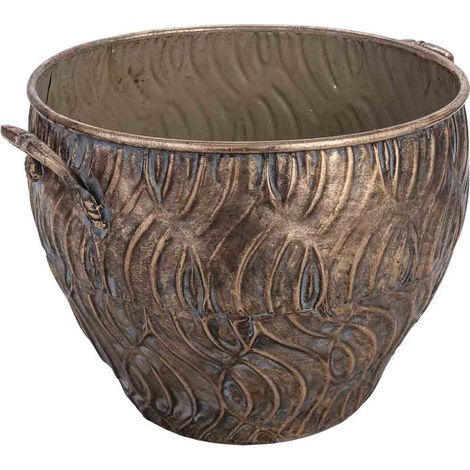 Macetero de metal negro y dorado 38x34x27h cm