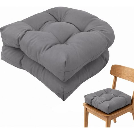 Lot de 2 coussins de chaise d'extérieur semi-circulaires - 48 x 48 cm - Coussins de balcon - Coussins de chaise de jardin - Coussin d'assise confortable pour chaise de bureau et fauteuil en (1/4)