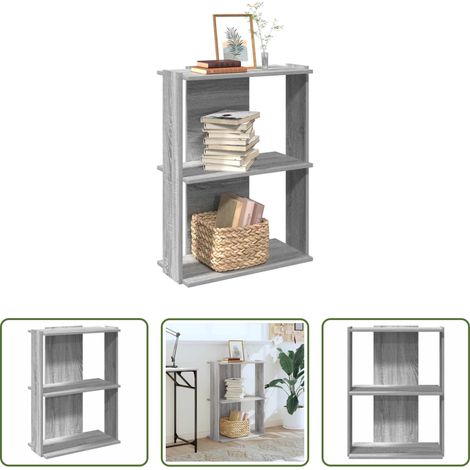 Étagère livres - Bibliothèque 3 niveaux sonoma gris 60x30x80cm bois d'ingénierie (1/5)