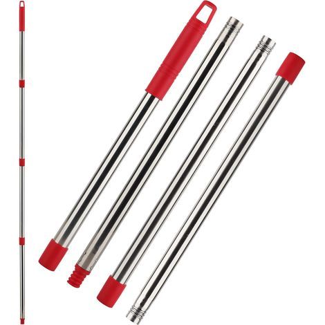 Ersatzstiel, Edelstahl, verstellbare Stange, 4-teilig, für Rotationsbesen (1/5)