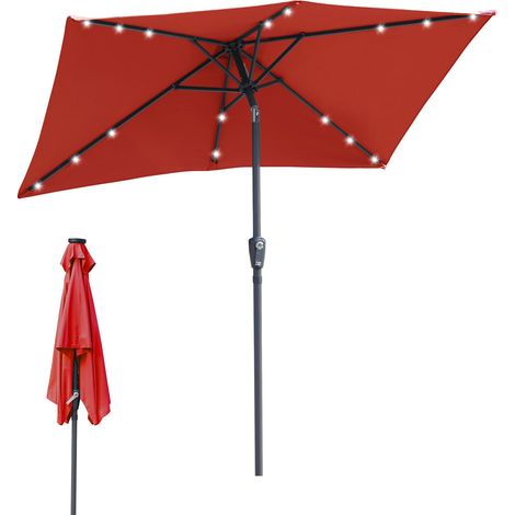 Randaco Kompakter Balkonschirm 1,4 × 2,1 m mit LED-Licht – wetterfest, rot