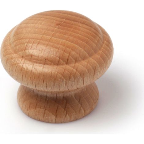 Pomo en madera con acabado haya transparante., dimensiones: 40x40x32mm, Ø: 40mm -