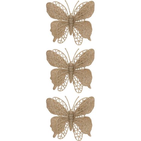 Set di 3 farfalle h.10cm dorate - Feeric lights & christmas (1/2)