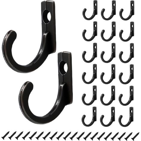 20 Pièces Accroche Serviette Salle de Bain, Alliage de Zinc Crochet Mural Noir, Noir Patere Porte Manteau, pour Suspendre Clés, Chapeaux (1/5)