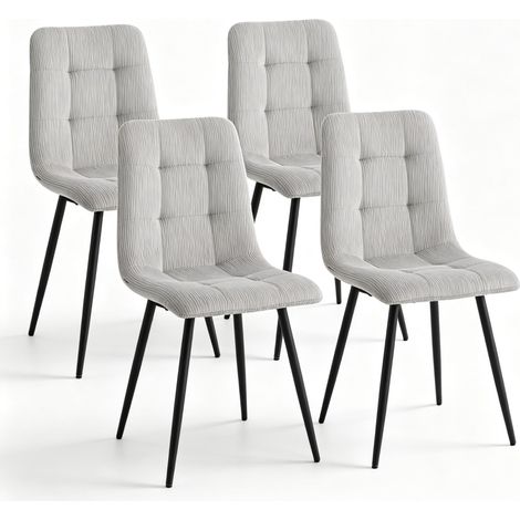 Juego de 4 sillas de comedor 43x44x89,5 cm tela acanalada gris patas negras - CHICFURN (1/5)
