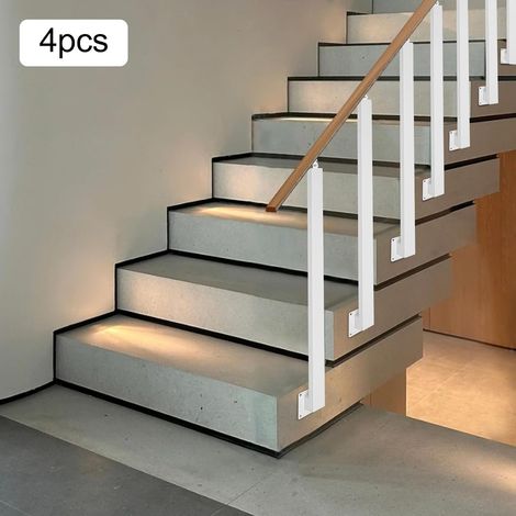 Lot de 4 poteaux d'escalier carrés en métal de 85 cm - Rampe d'escalier réglable pour terrasse, balcon et véranda (1/5)