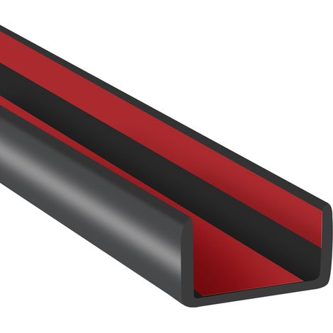 Bordure en Caoutchouc Auto-adhésive Flexible de 16 mm pour contreplaqué, Tables, Bureaux, armoires, comptoir, Large Bordure en Forme de U, Bande de Bord, Couleur Noire, Longueur 6 m (1/5)