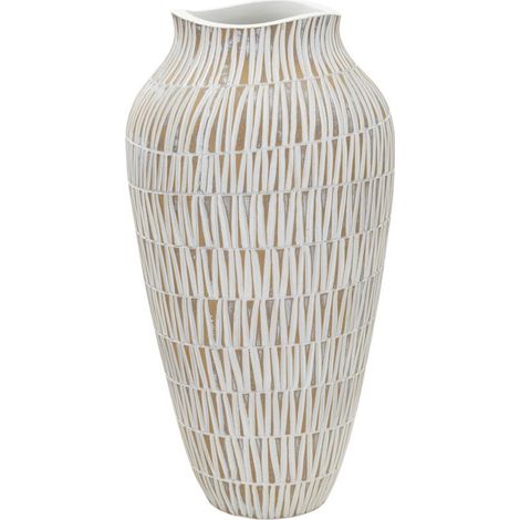 Vase Déco en Résine "Stiky" 44cm Or & Blanc