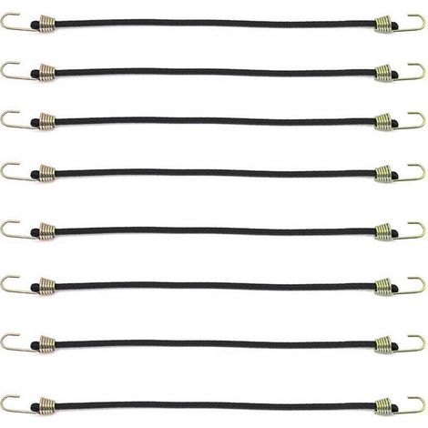 Lot de 8 mini cordes élastiques avec crochets, 20cm, sangles de tension élastiques pour le camping et les voyages