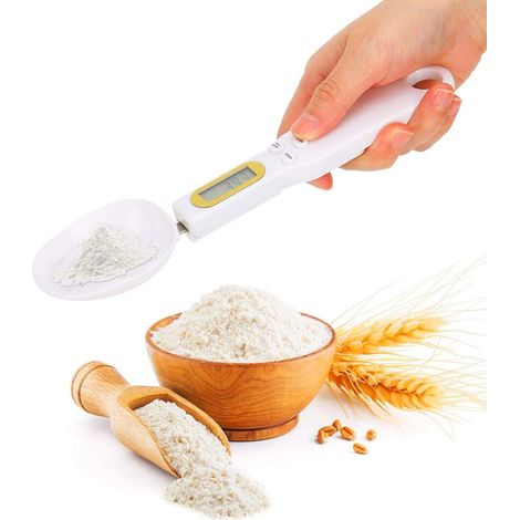 Báscula digital de cuchara para pesar alimentos en la cocina - Precisión de 1 g a 500 g - Báscula electrónica con pantalla - Vaso medidor para pesar y medir pequeñas cantidades (1/5)