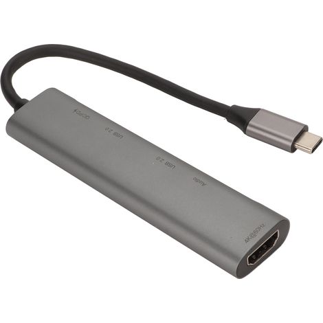 Adaptateur USB-C vers HDMI 4K, PD 30W, Jack Audio et Ports USB 3.0 - Hub Compact Multifonction (1/5)