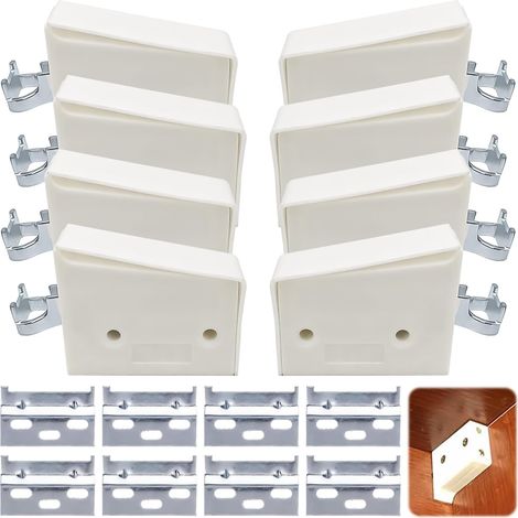 8 Pièces Suspensions D'armoire Réglables en Métal - Charge Maximale 150 kg - Avec Rail de Support, Pour armoires Suspendues et Armoires (Blanc) (1/5)