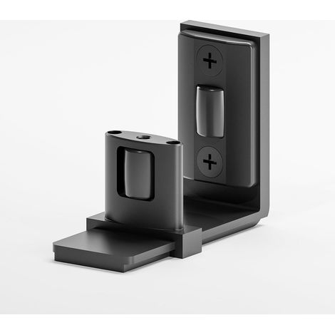 Rail inférieur pour porte de grange coulissante noire, conception affleurante flexible en forme de U réglable, montage mural (1/5)