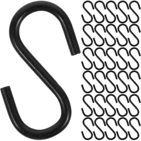 Lot de 100 crochets en forme de S, crochets de cuisine, crochets en fer, crochets pour sacs de porte, crochets résistants-2.50X1.50X0.20CM-Black (1/3)