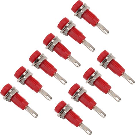 Lot de 10 prises banane mâle 2mm J.40003 à panneau broche allongée pour appareil électronique rouge (1/5)