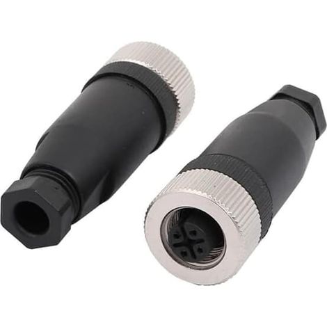 Lot de 2 M12 5 Broches Femelle Connecteur, M12 5-Pin Aviation Industrie Connecteur Droit IP67 A code Capteur Femelle Installable sur Le Terrain M12 5 Core Accessoires de étanches (1/5)