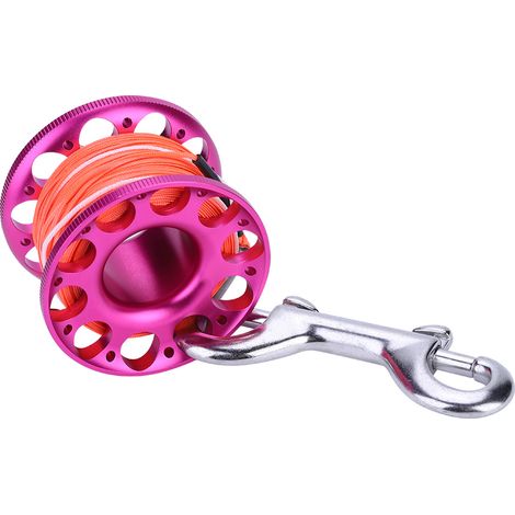 Bobine de plongée aluminium 30 m avec mousqueton en acier inoxydable et crochet (Noir) (1/5)