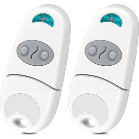 Telecommande Porte de Garage, Telecommande Portail, 2 Canaux, 433,92 MHz, Compatible avec 433MHz Telecommande EV, NA, EE, Lot de 2- Blanc (1/5)