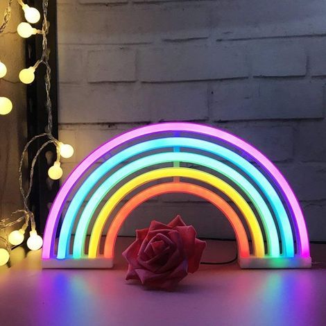 Lampe néon LED arc-en-ciel 29,7 x 23,2 cm – Décoration murale intérieure – Longue durée de vie à basse tension – Ambiance festive (1/5)