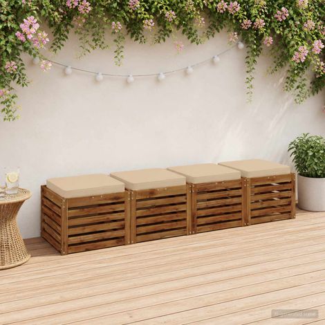 vidaXL Cojines de Asiento de 4 Piezas VUGHT 4 pcs 100% Poliéster Crema (1/5)