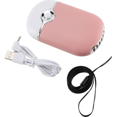 Mini ventilatore portatile, ricaricabile tramite USB, senza pale, di colore rosa, per ciglia. (1/5)