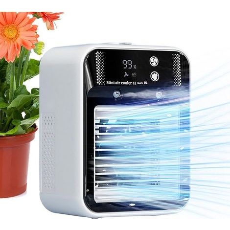 Tragbarer Mini-Verdunstungsventilator mit variabler Geschwindigkeit und 500-ml-Wassertank – geeignet für Schlafzimmer, Wohnzimmer, Auto, Außenbereich, Haus und Garage (1/5)