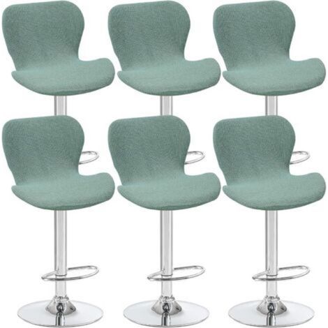 Lot de 6 housses de tabouret pivotant incurvées vert clair, 40 x 30 x 30 cm, housses de chaise de bar à dossier bas, adaptées aux comptoirs/cuisines (1/5)
