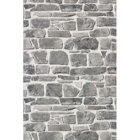 Rasch Light Grey Brick Stone Wall Effect Luxury Textured Wallpaper 265620 (1/4)