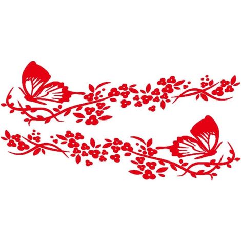 Adesivo per auto - Adesivo per finestrino - Adesivo divertente per auto - Adesivo per moto - Pellicola adesiva decorativa per auto - Design con farfalle e fiori - 11 x 30 cm (1/3)
