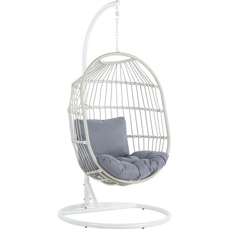 Hängesessel mit Gestell ALBA Polyrattan Weiß