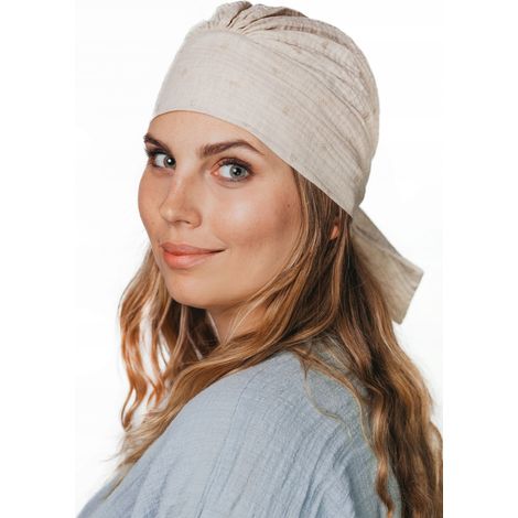 Turbante da donna Tess 520 color beige naturale. Prodotto polacco. (1/5)