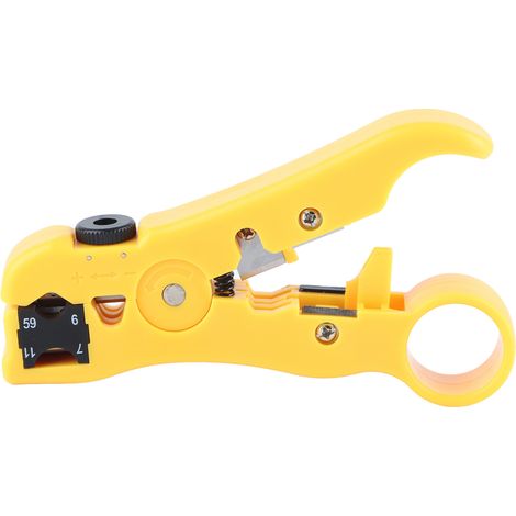 Dénudeur de câbles électriques SK5 lame acier, coque ABS portable, jaune, pour électricien coaxial (1/5)