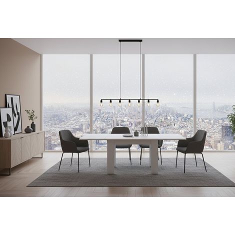 Tavolo Allungabile - 8 Posti Allungabile, Bianco Lucido, -, 90x90x75h cm Potosi