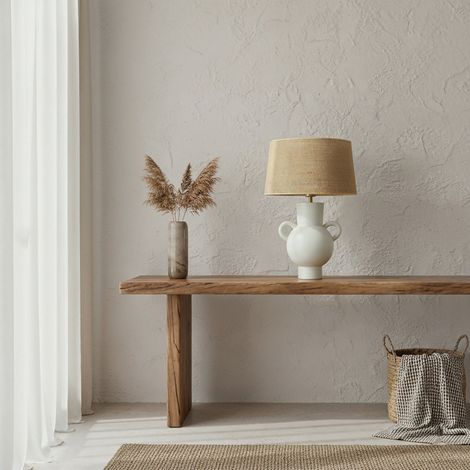 Lámpara de Mesa de Cerámica Blanca y Yute Serie MENCÍA (1/5)